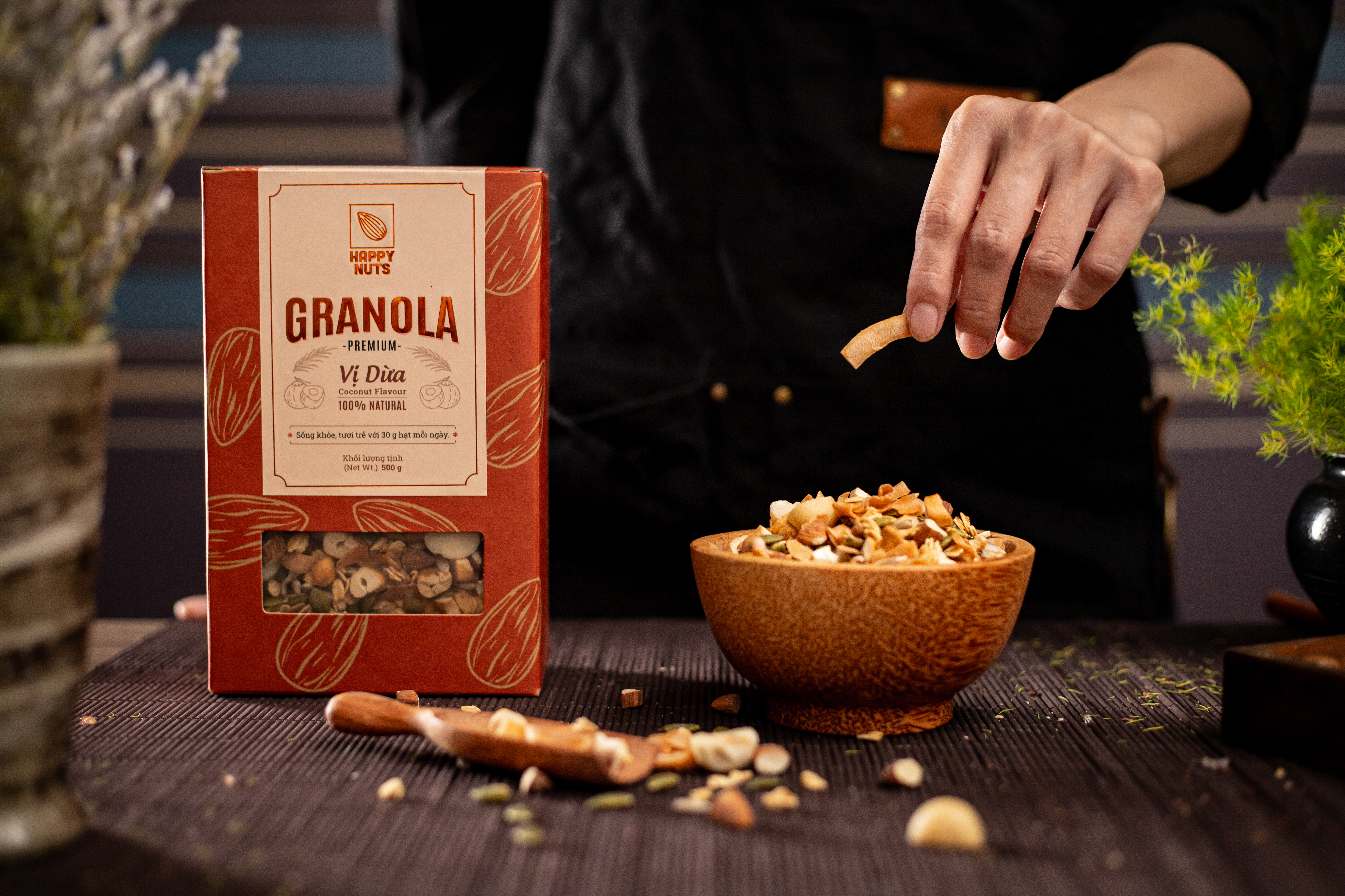 Tặng yến mạch - Granola Premium vị dừa mix HAPPY NUTS 500gr